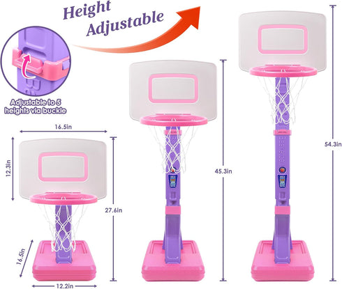 SUPER JOY Adjustable Toddler Basketball Hoop for Kids 1-3, Portable Indoor Outdoor Basketball Goal for Boys Girls