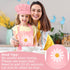 Children Chef Hat and Apron Set, Adjustable Kids Apron with 2 Pockets for Cooking Baking