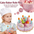 Sets, Playset 3 4 5 HERSITY Wooden Birthday Cake Toy Play Food Pretend Baking Kitchen for Toddlers, Afternoon Tea Party