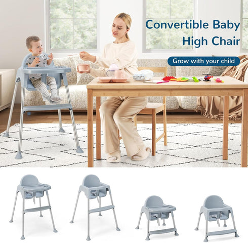 4 1 3-Point HONEY JOY Baby High Chair, in Convertible Highchair for Babies and Toddlers, Adjustable Legs, Double