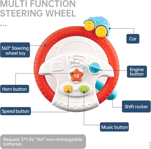 Caterbee Baby Car Seat Toy with Steering Wheel for Travel Fun