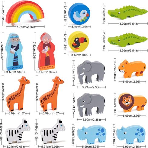 Playset, 1 2 3 12 18 24 KMTJT Toddlers Wooden Noah's Ark Toy Animal Baptism Gifts for Boys Girls, Shape Sorter Early
