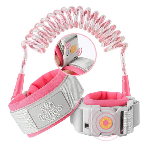 Lehoo Castle Anti Lost Wrist Link - Kid Harness with Induction Lock, Safety Leash for Toddlers, Pink