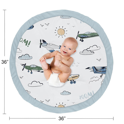Tummy Sweet Jojo Designs Vintage Airplane Boy Baby Play Mat Time Activity Infant Playmat Playpen Tent Teepee Floor Grey