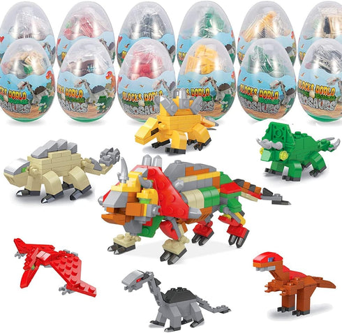 Mini Building Block Sets,12 Pack Dinosaur Toys Building Blocks, 6 in 1