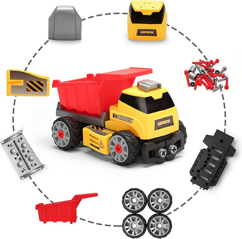7-in-1 Set 38 MOBIUS Toys Take-Apart Truck Construction STEM Building Toy w/Drill, Lights & Sounds Buildable Dump