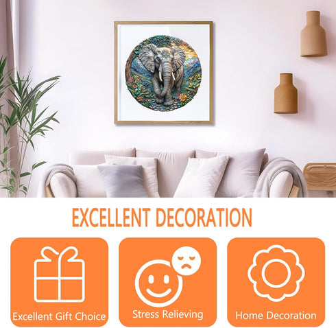 '-16.5 16.5in -451 Wooden Puzzles for Adults, Forest Elephant Wooden Jigsaw Puzzle for Adults, Wood Puzzles Adult