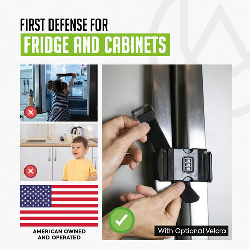Urban August Child-Proof Refrigerator Lock with Combination, Adjustable French Door Fridge Strap Lock for Kids, Pack of