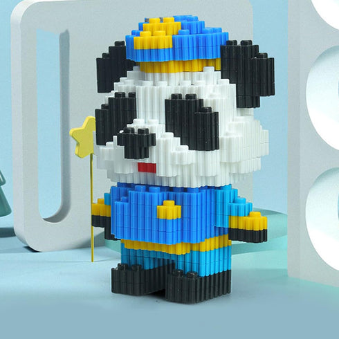 Larcele Micro Building Blocks Animal Set, DIY Mini 3D Building Toy Bricks, 339 Dots KLJM-10 Police Panda