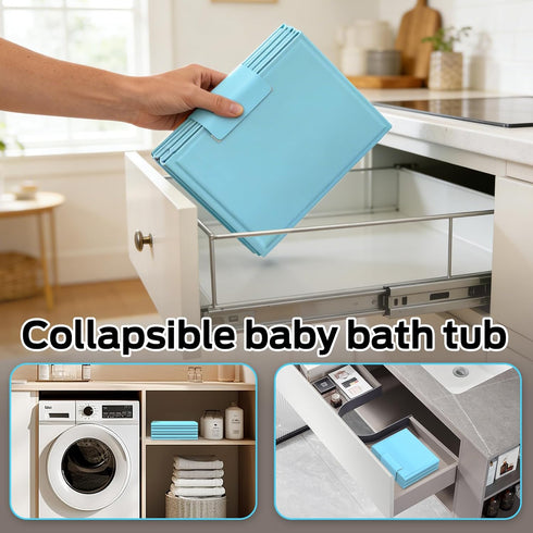 Collapsible Baby Bathtub, Foldable Infant Bath Tub with Non-Slip Base, Portable Travel Baby Bath for Newborns