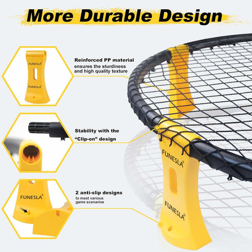 Funeslaball Roundnet Game Set with 3 Balls Kit and Carrying Bag, Beach Lawn Ball Game for Adults and Family, Indoor