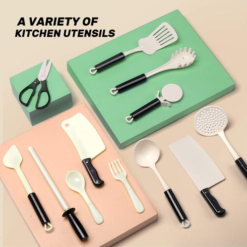 CUTE STONE Kitchen Toy with Cookware, Steam Pressure Pot, Electronic Induction Cooktop, Cut Play Food, Shopping Basket