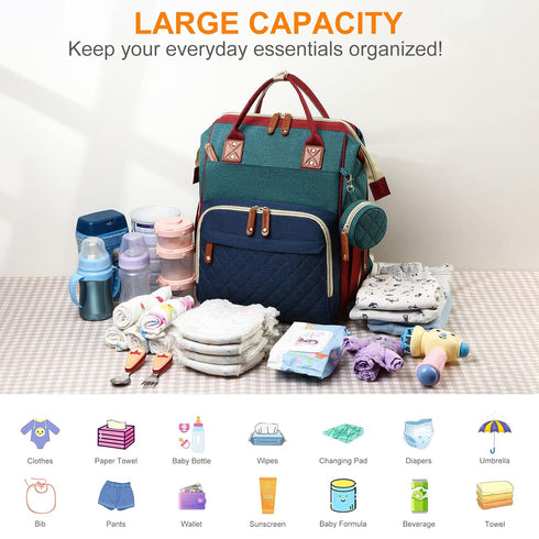 Awanhe Backpack Backpack Diaper Bag, with Changing Station, Waterproof Baby Bag for Boys & Girls, USB Charging Port