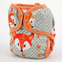 One Size Cloth Diaper Cover Snap with Double Gusset (Dots Fox)