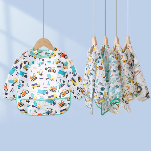 5 Pack Long Sleeve Bib, Baby Toddler Waterproof Sleeved Bib for 6-30 Months
