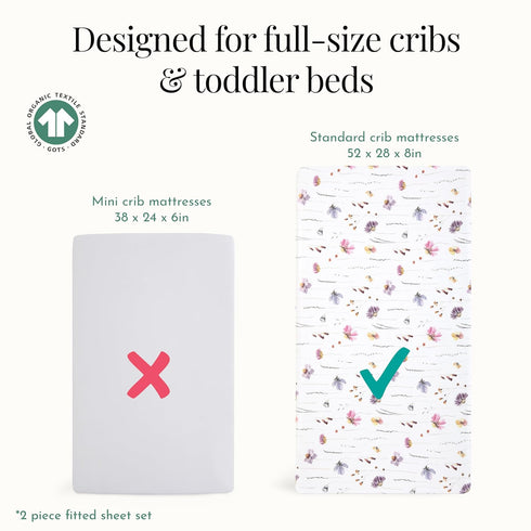 2 Pack Evolur Be Wild Light Crib Sheet, Fitted Crib Sheet for Standard Crib and Toddler Mattress, Soft and Breathable