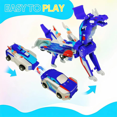 WIESSOC Toy,2 Collision Transforming Dinosaur Car Magnetic Cars Transform Into Dinosaur Toys,Transformation Car Toys