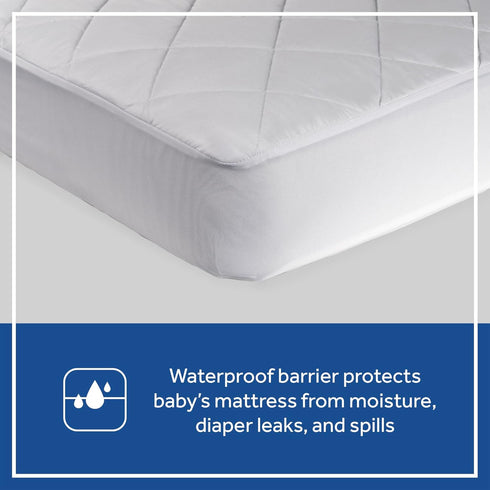 Sealy Baby Cool Comfort Waterproof Fitted Toddler Bed & Baby Crib Mattress Pad Cover, 52" x 28"