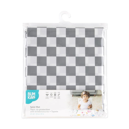 Bumkins Baby Splat Mat for Under High Chair, Waterproof Reusable Cloth for Eating Mess, 42inx42in, Charcoal