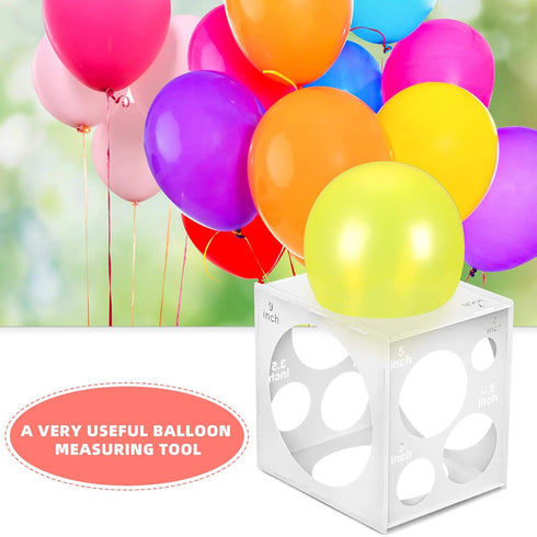 Weewooday 11 Holes Balloon Sizer Box Cube, 2-10 Inch Collapsible Plastic Balloon Size Gauge Tool
