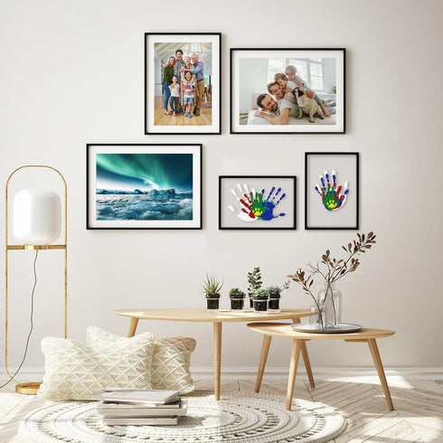 5 Family Handprint Kit, DIY Art Print Wooden Frame for Family Night, Gifts for New Parents, Adoption Gifts, Non-Toxic