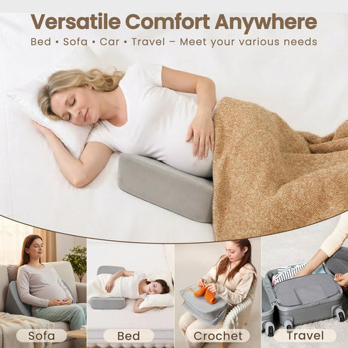 30Adjustable Pregnancy Pillow Portable Travel Maternity Pillow Wedge with Washable Cover, Relief Back, Belly & Hip