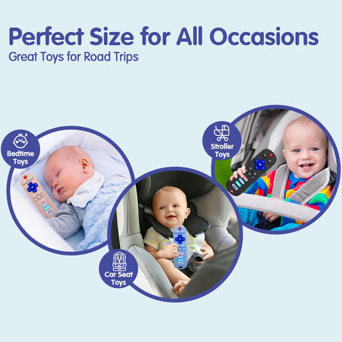 2-Pack Baby Remote Control Teether Toy - Silicone Baby Teething Toys for 6-36 Months (Black + Gray)