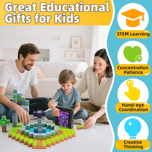 150PCS 3 4 5 6 7 8 9 10, 1" EchoPlan Magnetic Blocks, Magnetic Building Blocks, STEM Constructions Magnet Blocks