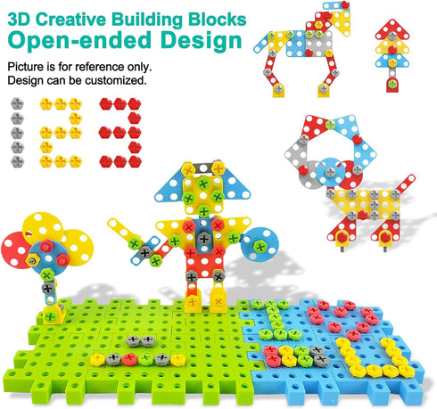 248 Set Set 3-8 STEM Education Building Toys, PCS Electric Gear Building Blocks Toys with Drill, Toddler Screw Toy
