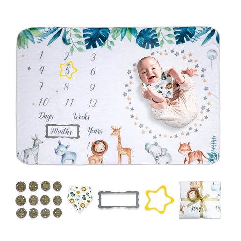 nuaele Baby Monthly Milestone Blanket - Nursery Decor for Newborn Baby Shower -