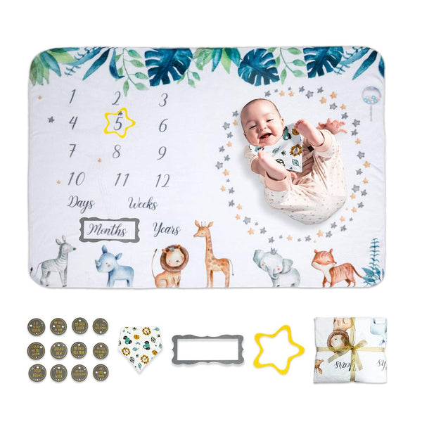 nuaele Baby Monthly Milestone Blanket - Nursery Decor for Newborn Baby Shower -