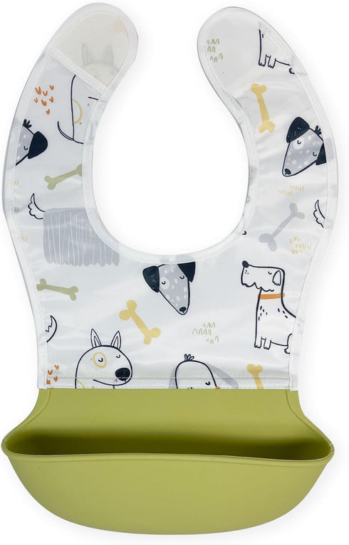 Kushies Silisoft Bib - Waterproof Top with Soft Silicone Catch-All Pocket for Babies and Toddlers