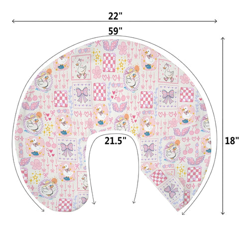 Pastel Pink Geese Bows Floral Baby Nursing Pillow Covers for Boy Girl Cute Ducks Bows Love Nursery Pillowcase