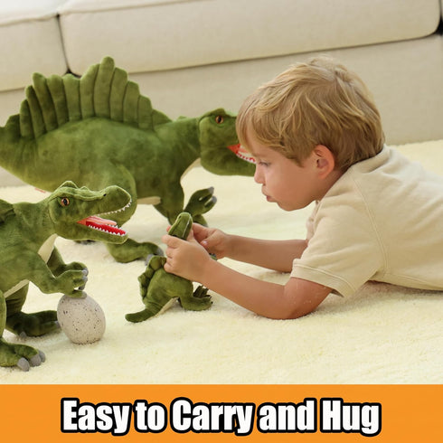 Baby Dinosaur Stuffed Animal, Green Spinosaurus Plush Toy with Egg, Soft Dino for Boys 3-5 Birthday Gift