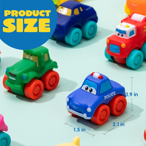 Set, Summer JOYIN Cartoon Cars, Soft Rubber Toy Car Mini Vehicles, Bath Toy Car for Toddlers, Christmas Great Gift
