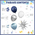 Blue Silver Balloon Arch Kit, Navy Blue Silver White Balloon Garland with Metallic Light blue silver Balloons Star Foil