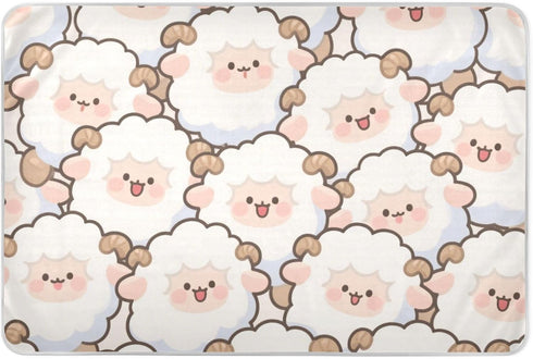 siphylline Cute Cartoon Sheep White Extra Large Resuable Toddler Mattress Pads Soft Absorbent