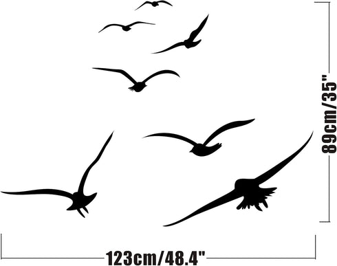 Flying Birds Wall Decals, Vinyl Stickers for Dorm, Nursery, Office, Kids Room, Modern Home Decor, Black