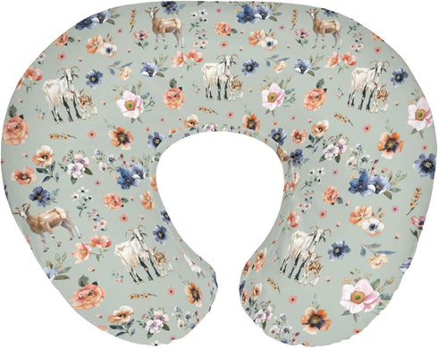 Goat Boho Floral Baby Nursing Pillow Covers for Boy Girl Farmyard Goats