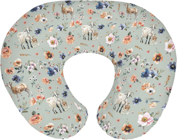Goat Boho Floral Baby Nursing Pillow Covers for Boy Girl Farmyard Goats