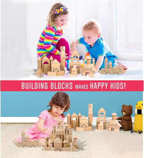 Set Set 3+ Migargle Wooden Building Blocks for Kids - Stacker Stacking Game Construction Toys Preschool Colorful
