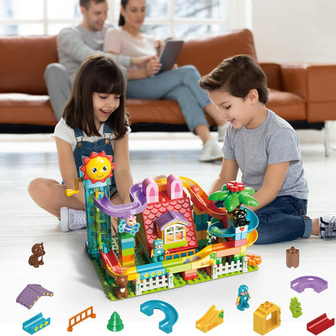 Ysityum 2 1 6 Set, (118PCS) Marble Run Building Blocks Toy - in Compatible Blocks Models with Marble Balls, Montessori