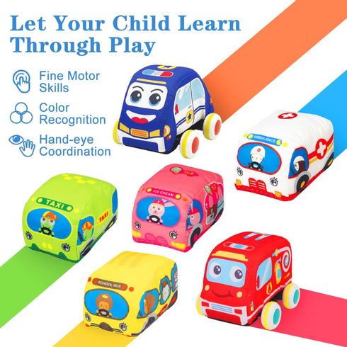 Baby Toys 6 to 12 Months - Soft Car Toys for 1 Year Old Boy Girl with Playmat Storage Bag - Infant Baby Toys 12-18 Months Toddler Toys Age 1-2 - 1st Birthday Gifts 1 2 3 Year Old Baby