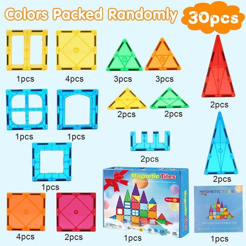 Magnetic Tiles Building Blocks for 3-8 Years Old Boys Girls, Colorful Magnet Stacking Toys Birthday Gift for Kids
