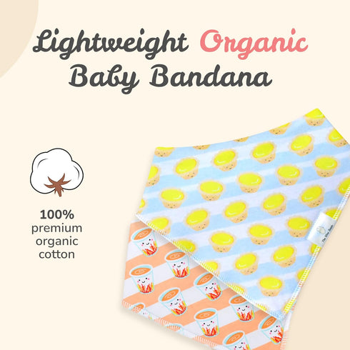 The Wee Bean Organic Cotton Bandana Bibs Set of 2, Baby Drool Bibs for Boys and Girls, Unisex Teething