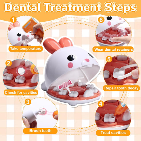 Set, 31PCS Playset, 3+ Crelloci Dentist Kit Pretend Play Teeth Dental Tools Medical Accessories, Pet Doctor Role Play