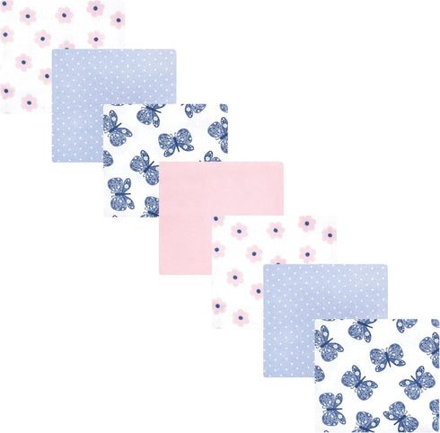 Hudson Baby Unisex Baby Cotton Flannel Receiving Blankets 7-Pack Bundle, Beautiful Butterfly,