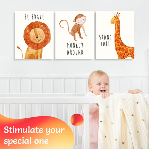 Throwback Traits Safari Nursery Decor, Baby Room Animal Pictures, Set of 6 – 8x10 Wall Art