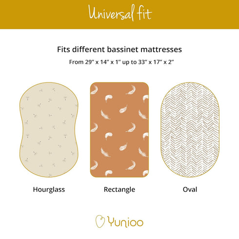 4moms 100% 32x16 Yunioo Premium Fitted Baby Bassinet Sheets, Changing Pad Cover and Stroller Sheets, Compatible