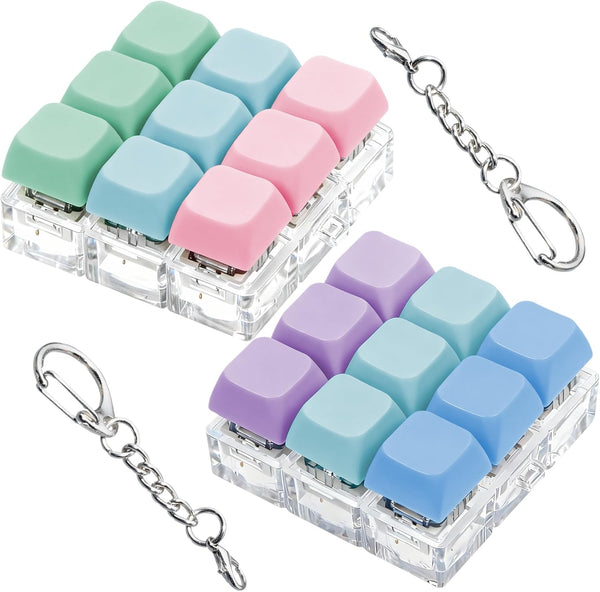 XiawaLangzhuo 2 Pack 9 in 1 Keyboard Fidget Toy, Keyboard Fidget Keychain Anti-Stress